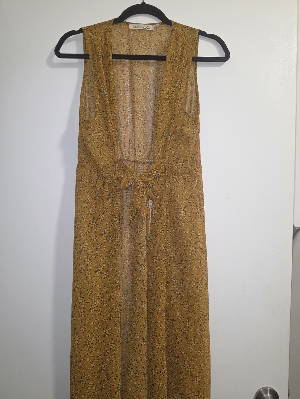 Liberty Love Mustard Floral Tie-Front Maxi Cover-Up